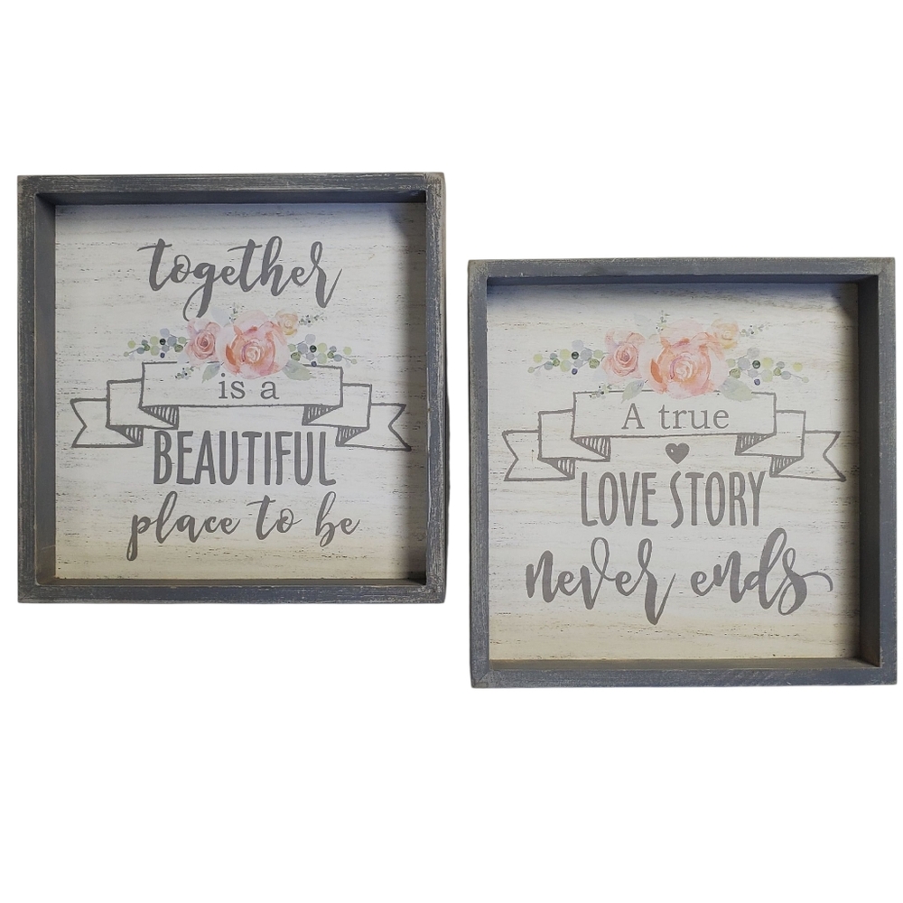 Love Story Decorative Wall Art Set with Inspirational Quotes New